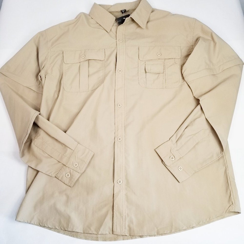 TACVASEN Men's Khaki Breathable Quick Dry UV shirt